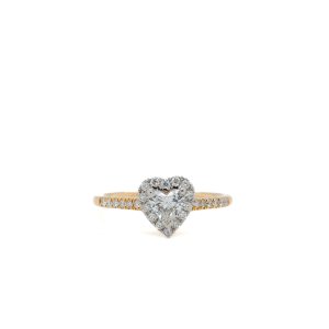14k Two Tone Gold Diamond Heart Halo Engagement Ring .49ctw