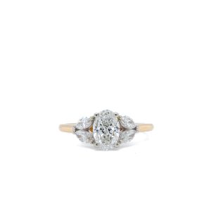 14k Two Tone Gold Diamond Oval Engagement Ring 1.16ctw