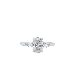 14k White Gold Diamond Three Stone Engagement Ring 1.18ctw
