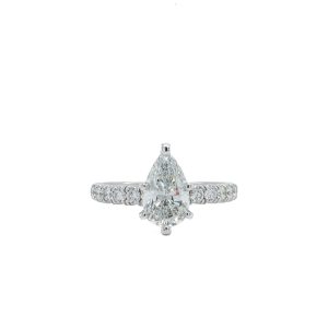 14k White Gold Diamond Pear Engagement Ring 1.78ctw
