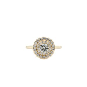 14k Yellow Gold Diamond Double Halo Engagement Ring
