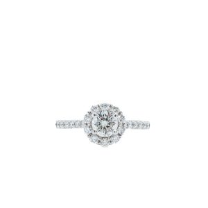 14k White Gold Diamond Halo Engagement Ring .94ctw