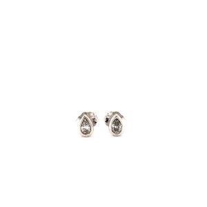 14k White Gold Diamond Pear Bezel Stud Earrings