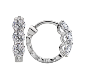 14k White Gold Diamond Huggie Earrings 1.00ctw