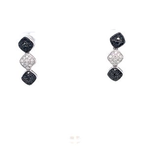 18k White Gold Black and White Diamond Dangle Earrings