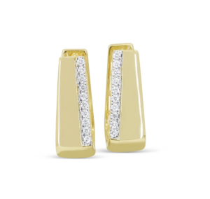 14k Yellow Gold Diamond Geometric Hoop Earrings