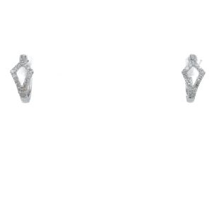 14k White Gold Diamond Kite Huggie Earrings