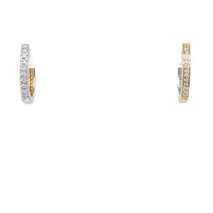 10k Two Tone Diamond Reversible Huggie Earrings