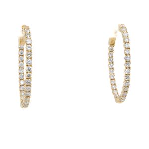 14k Yellow Gold Diamond Inside-Out Large Oval Hoop Earrings