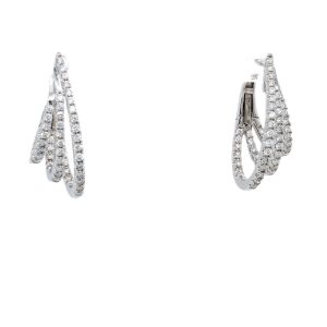 14k White Gold Diamond Inside-Out Triple-Hoop Earrings