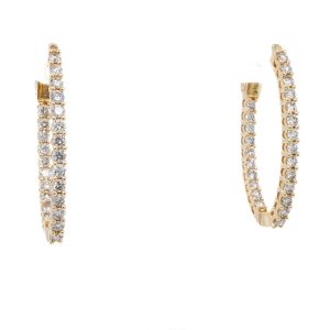 14k Yellow Gold Diamond Inside-Out Oval Hoop Earrings 1.50ctw
