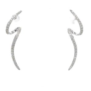 14k White Gold Diamond Swoop Drop Earrings
