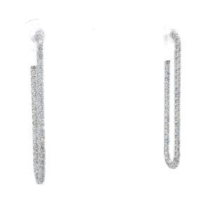 14k White Gold Diamond Inside-Out Paperclip Hoop Earrings