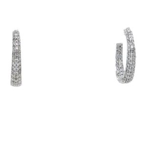14k White Gold Diamond Pave Inside-Out Huggie Earrings