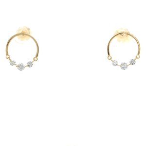 14k Yellow Gold Diamond Half Circle Earrings