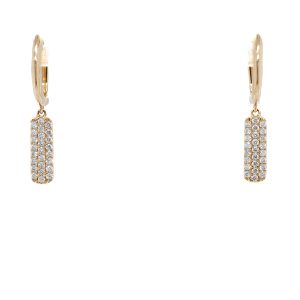 14k Yellow Gold Diamond Honeycomb Drop Earrings