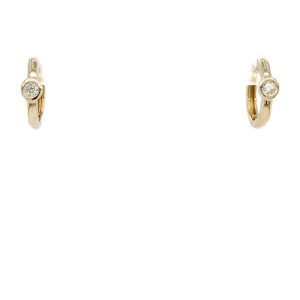 14k Yellow Gold Diamond Bezel Huggie Earrings