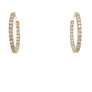 14k Yellow Gold Diamond Inside-Out Hoop Earrings