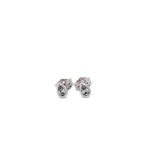 14k White Gold Diamond Pear Bezel Stud Earrings