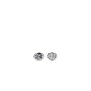 14k White Gold Diamond Oval Bezel Stud Earrings