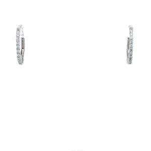 14k White Gold Diamond Huggie Earrings