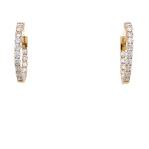 18k Yellow Gold Diamond Inside-Out Oval Hoop Earrings