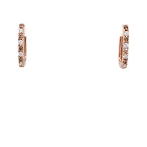 14k Rose Gold Diamond and Cognac Diamond Huggie Earrings