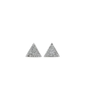 14k White Gold Diamond Triangle Stud Earrings