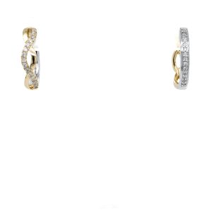 10k Two Tone Gold Diamond Reversible Huggie Earrings