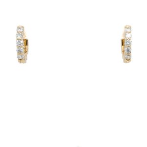 14k Yellow Gold Diamond Small Huggie Earrings