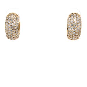 14k Yellow Gold Diamond Wide Huggie Earrings