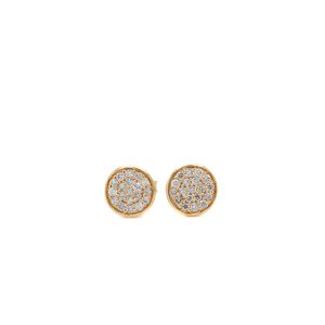 14k Yellow Gold Diamond Cluster Stud Earrings