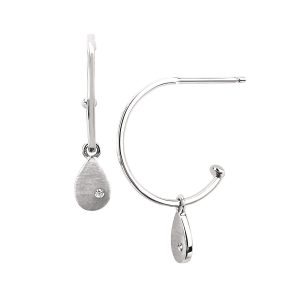 Diva Diamonds Sterling Silver Diamond Hoop Dangle Earrings