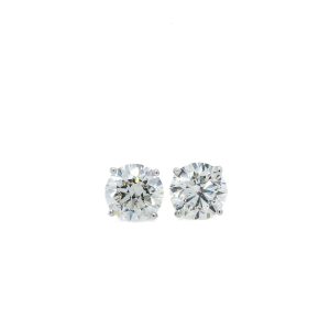 14k White Gold Diamond Stud Earrings 4.01ctw