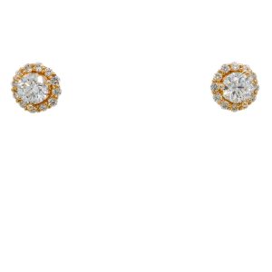 14k Yellow Gold Diamond Halo Earring Jackets