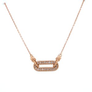 14k Rose Gold Diamond Open Link Pendant