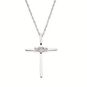 Sterling Silver Diamond Cross Pendant