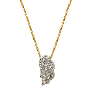 14k Two Tone Gold Diamond Angel Wing Pendant
