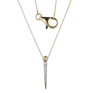 14k Two Tone Gold Diamond Spike Pendant