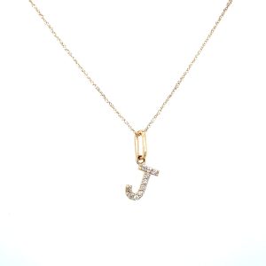 10k Yellow Gold Diamond "J" Initial Pendant