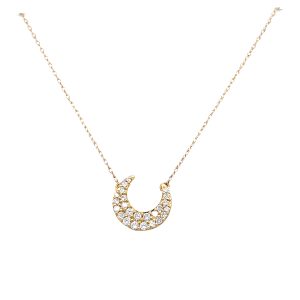 10k Yellow Gold Diamond Crescent Moon Pendant