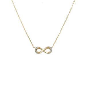 14k Yellow Gold Diamond Infinity Pendant