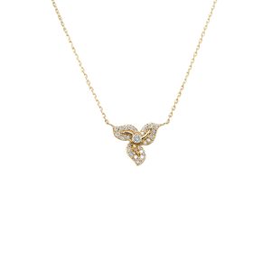 14k Yellow Gold Diamond Floral Pendant