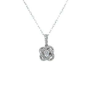 14k White Gold Diamond Knot Pendant