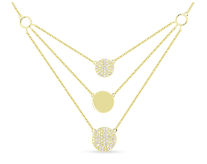 14k Yellow Gold Diamond Disc Layered-Style Necklace