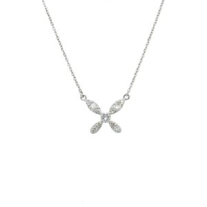 14k White Gold Diamond Butterfly Pendant
