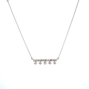 14k White Gold Diamond Bar-Style Necklace