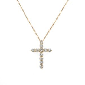 14k Yellow Gold Diamond Cross Pendant .81ctw