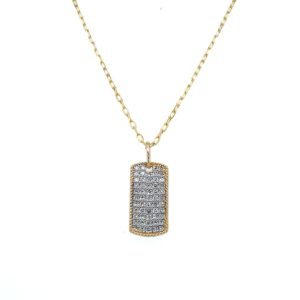 14k Two Tone Gold Diamond Bar Cluster Pendant