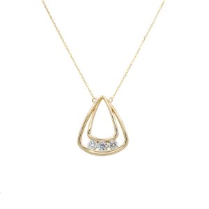 14k Yellow Gold Diamond Open Geometric Pendant
